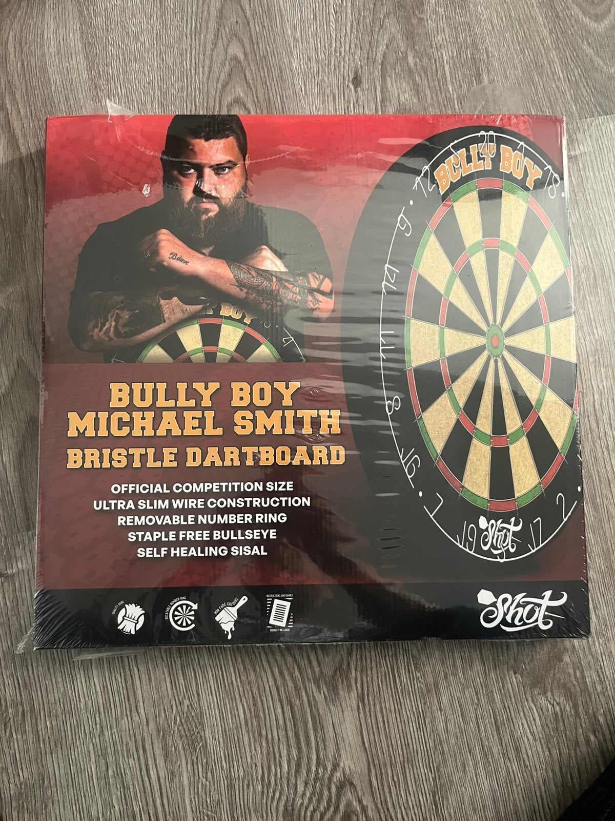 NIEUW shot michael smith bully boy bristle dartbord, Sport en Fitness, Darts, Ophalen of Verzenden, Nieuw, Dartbord
