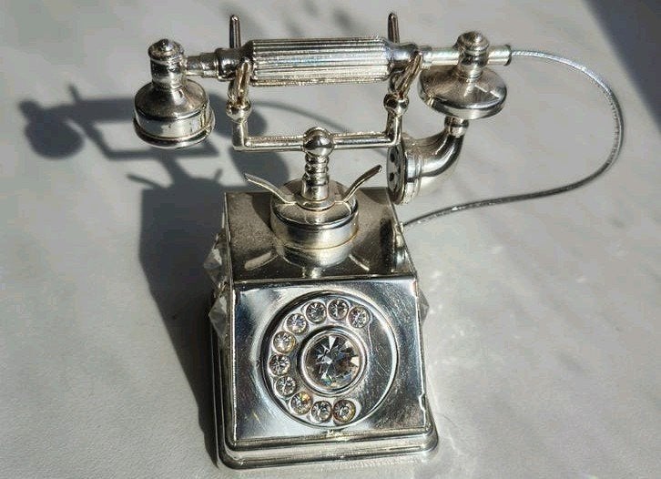 Vintage Telefoon Miniatuur met Kristallen, Ophalen of Verzenden
