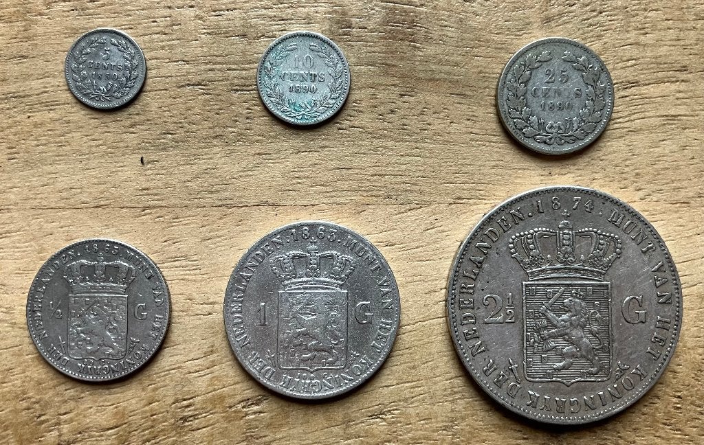 setje verschillende munten Willem III (1850-1874), Ophalen, Koning Willem III, Setje, Zilver