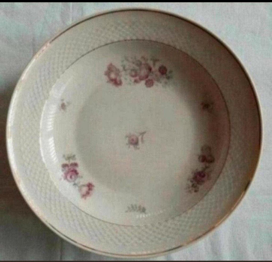 Thomas Ivory creme borden boeket roze rozen, Ophalen of Verzenden