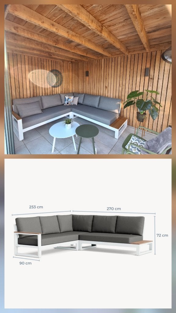 Loungebank - hoekbank (tuinmeubelen), Tuin en Terras, Ophalen, Zo goed als nieuw, Aluminium