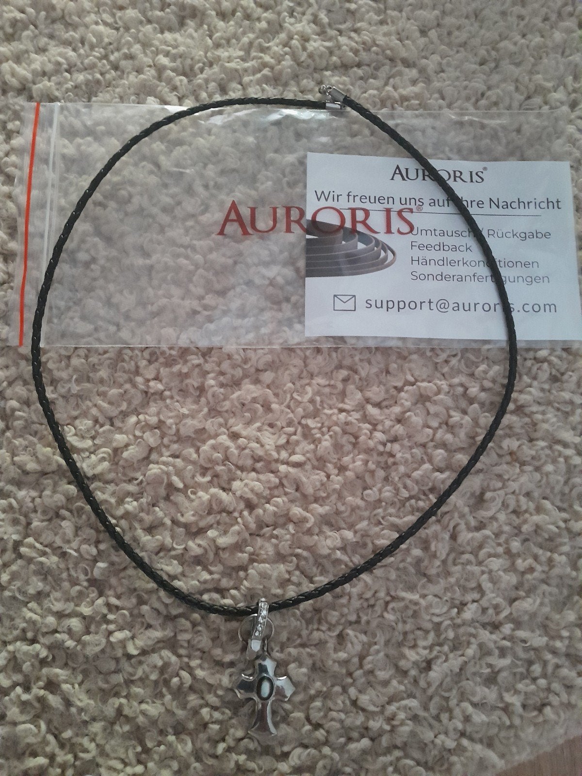 Aurois ketting met hanger, zwart en zilver, Overige materialen, Zwart, Nieuw, Ophalen of Verzenden