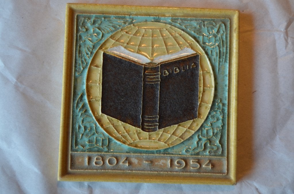 Delftse tegel 150 jaar bijbelgenootschap 1954, Ophalen of Verzenden