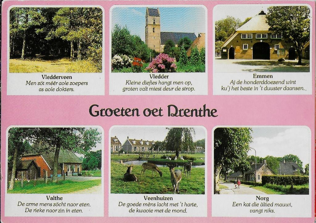 Groeten oet Drenthe Gelopen Ansichtkaart ( 1141 ), Ophalen of Verzenden, 1980 tot heden, Gelopen, Drenthe