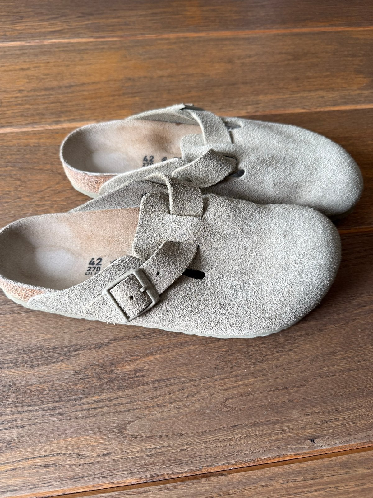 Birkenstock Maat 42 licht groen suède., Ophalen of Verzenden, Gedragen, Overige kleuren