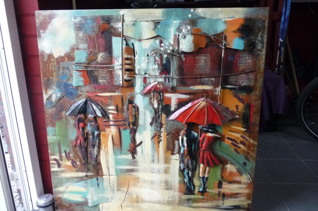 te koop zeer mooi metalen  3D schilderij, Ophalen, Zo goed als nieuw, Schilderij, 75 tot 100 cm