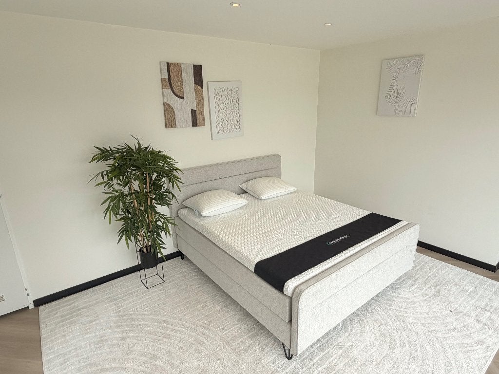 Boxspring met harde onderboxen 180x200 shell, Huis en Inrichting, Slaapkamer | Boxsprings, Beige, Ophalen of Verzenden, Modern, tijdloos en stijlvol