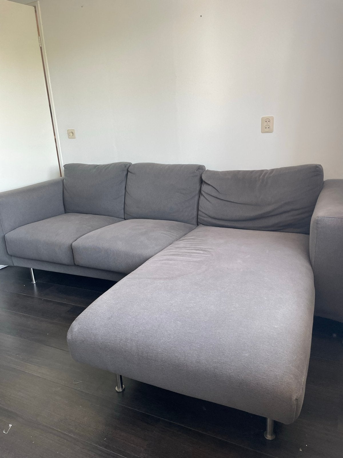IKEA Hoekbank met chaise longue - Grijs en comfortabel, Ophalen, Driepersoons, Zo goed als nieuw, 200 tot 250 cm