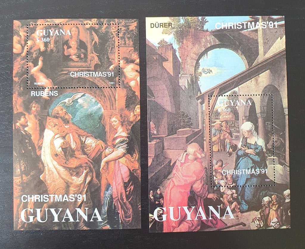 Guyana 1991 Kerstmis Rubens Durer Michel blok 160+161 pf, Postzegels en Munten, Verzenden, Postfris, Overige thema's
