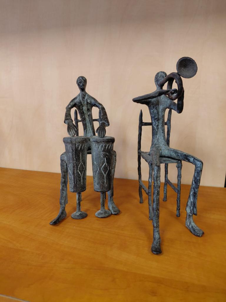 Bronzen Beeldjes van Muzikanten - Jazz Ensemble, Antiek en Kunst, Ophalen, Groep mensen, Minder dan 20 cm, Beeld