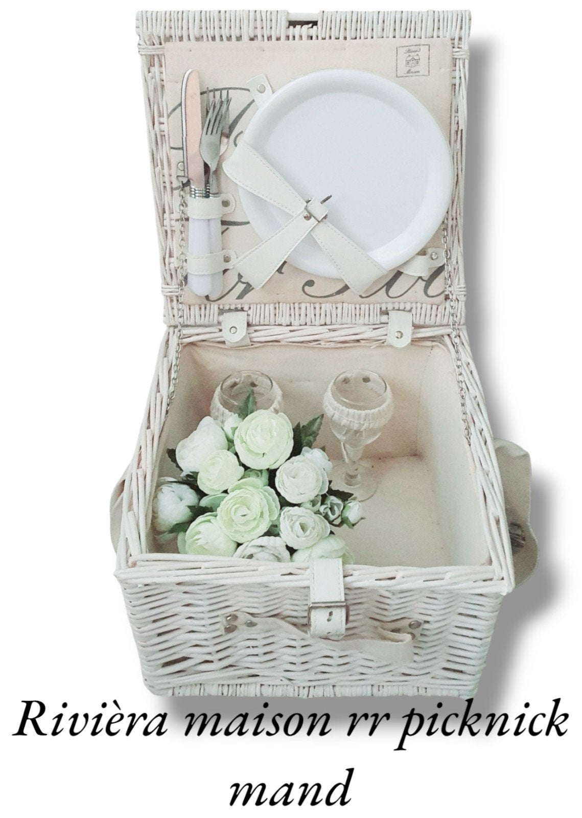 Rivièra maison rustic rattan picknick mand, Ophalen of Verzenden, Zo goed als nieuw, Rond, Riet
