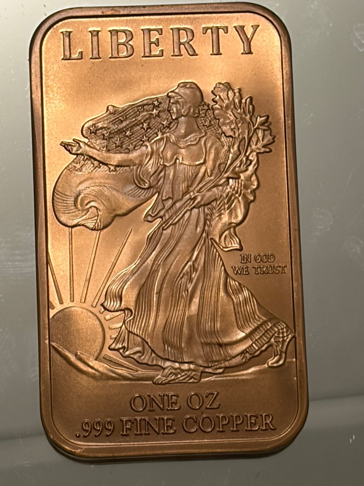 1 oz .999 fijne puur koperen staaf "Walking Liberty, Ophalen of Verzenden, Koper