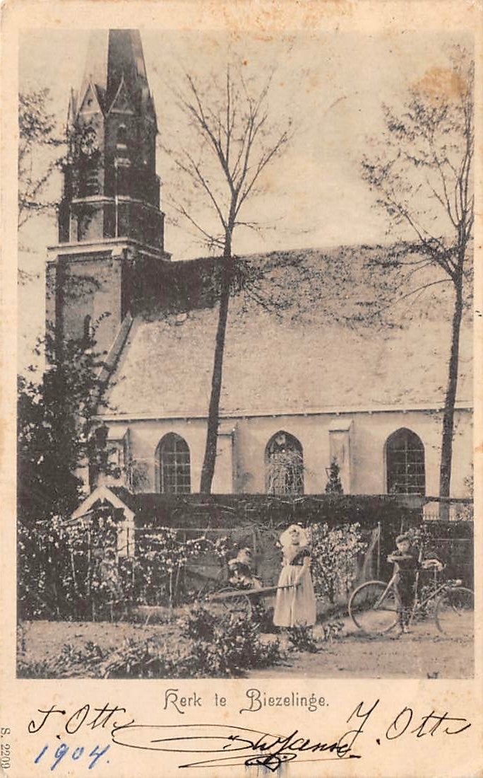Biezelinge Kerk Zeeland 1904 Kinderen, Verzamelen, Verzenden, Voor 1920, Gelopen, Zeeland