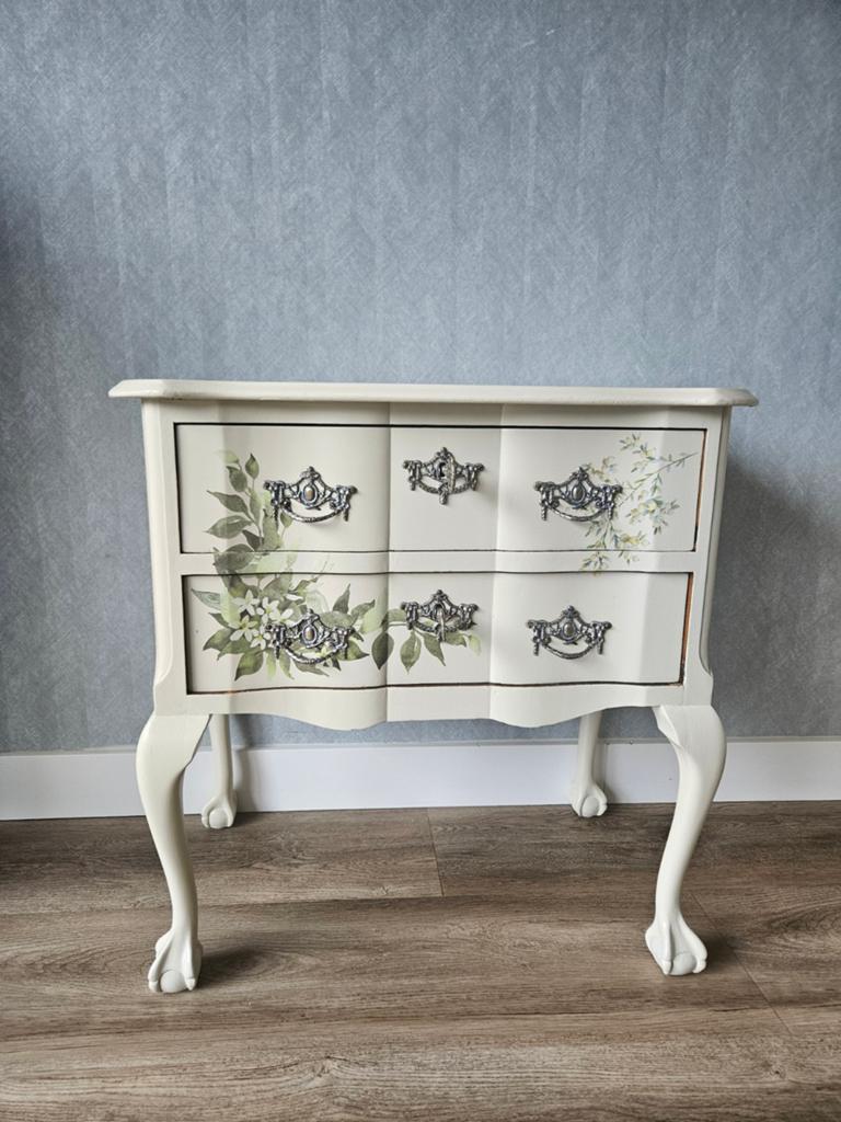 Vintage ladekastje met bloemmotief, Huis en Inrichting, Kasten | Ladekasten, Gebruikt, Vintage, Landelijk, Klassiek, 3 of 4 laden