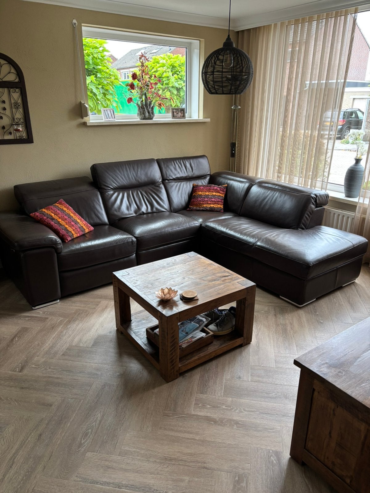 Hoekbank kleur bruin afmeting 280x220 cm, Huis en Inrichting, Ophalen, Zo goed als nieuw