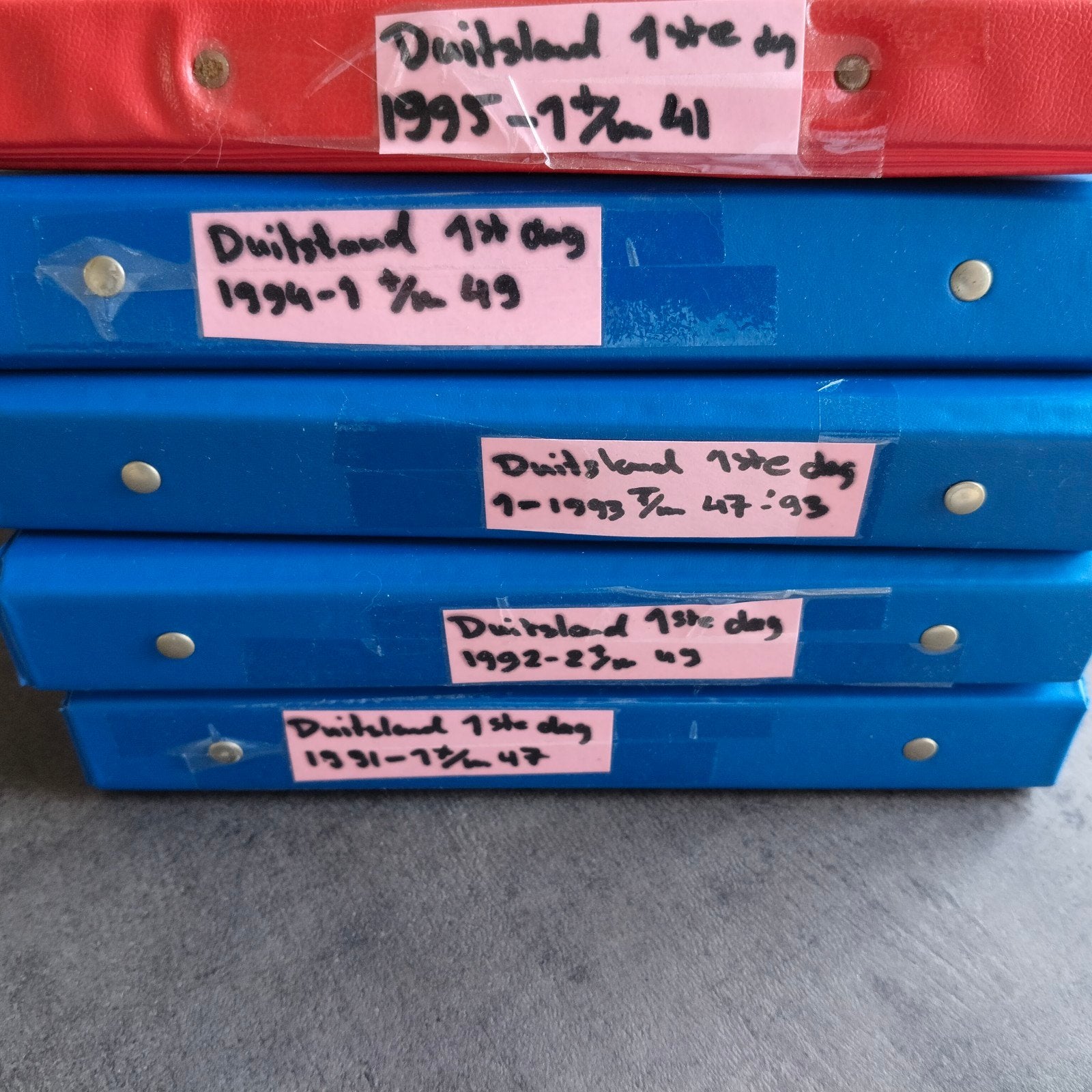 5 mappen Eerste Dagzegels Duitsland 1991-1995, Postzegels en Munten, Ophalen of Verzenden, Onbeschreven, Europa