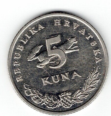 23-1670 Kroatie 5 kuna 1993, Verzenden, Overige landen, Losse munt