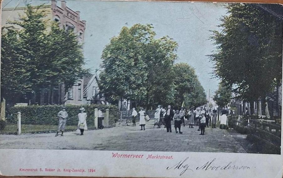 Wormerveer- Marktstraat met veel mensen in 1903, Verzenden, Voor 1920, Gelopen, Noord-Holland