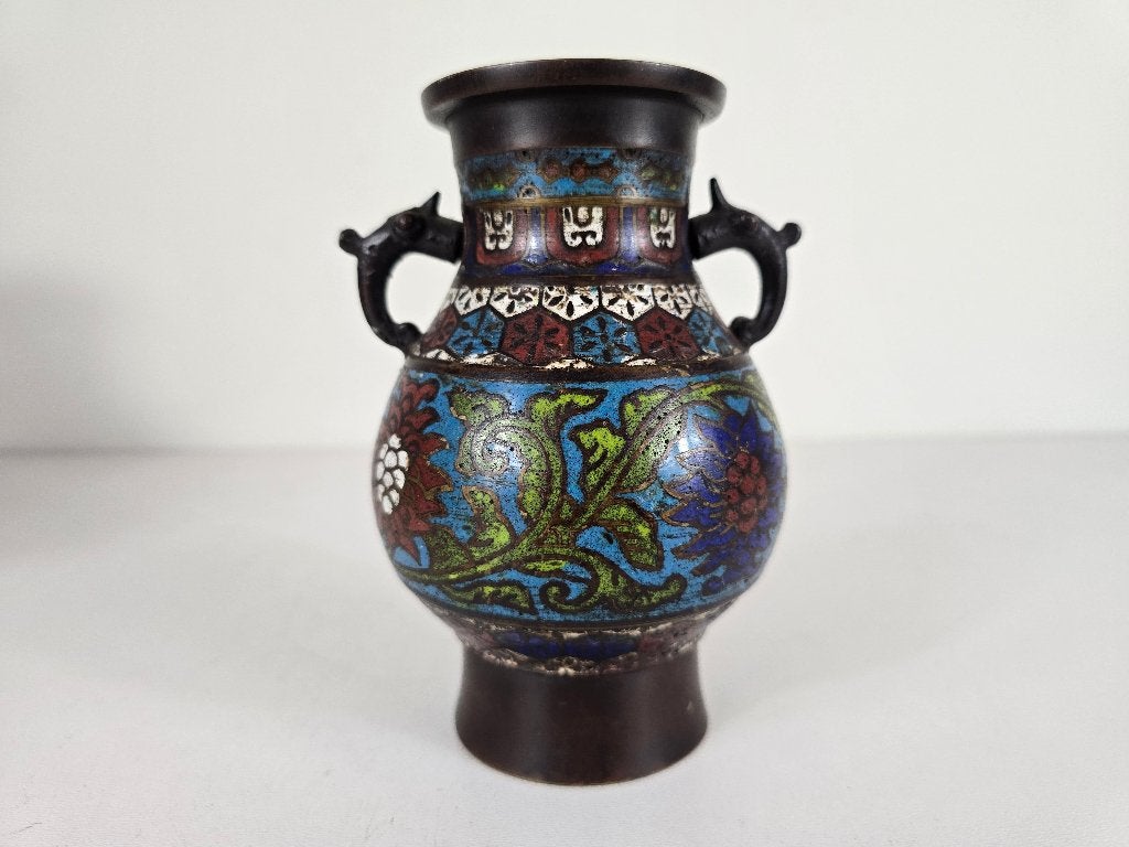 Cloisonné vaas #1, brons, China, late Qing dynastie, Antiek en Kunst, Ophalen of Verzenden, Brons