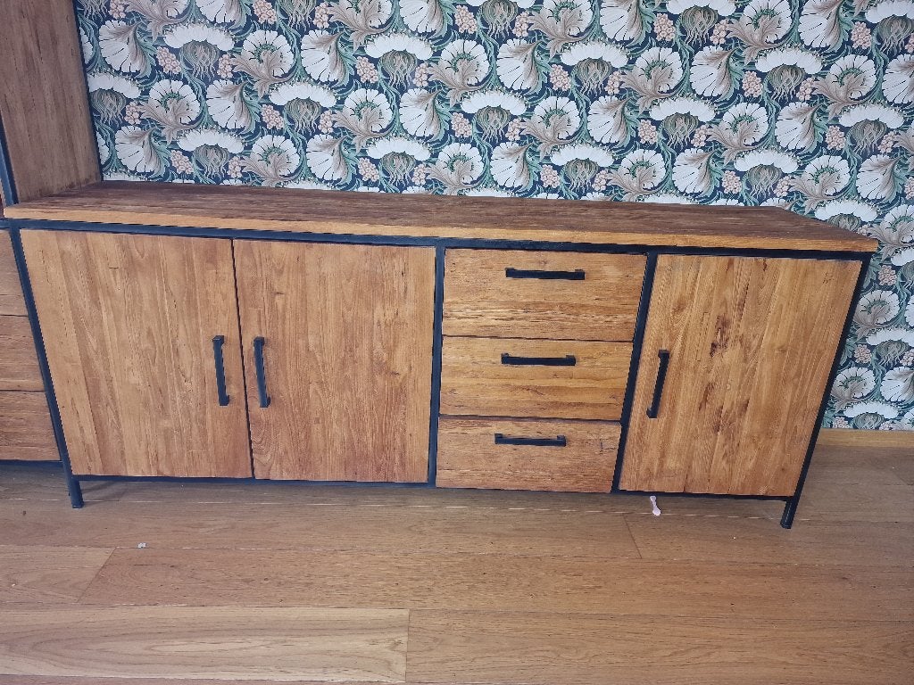 dressoir romaro, Ophalen, Teakhout, 150 tot 200 cm, Met lade(s)