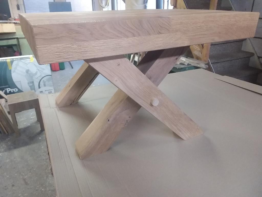 Rustiek eiken tafelpoten 8x8 cm, Huis en Inrichting, Tafelonderdelen, Ophalen, Tafelpoot, 50 tot 100 cm, Nieuw
