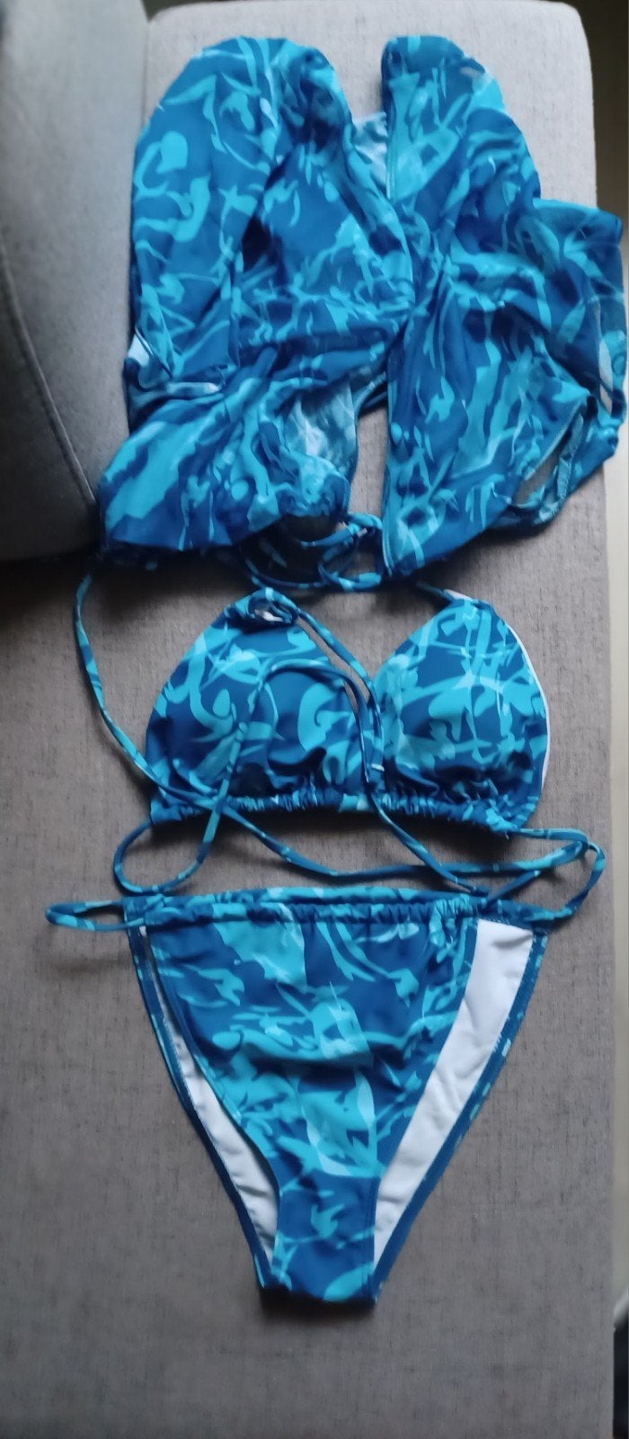 NIEUW Bikini maat L met jurkje, Blauw, Nieuw, Ophalen of Verzenden, Bikini