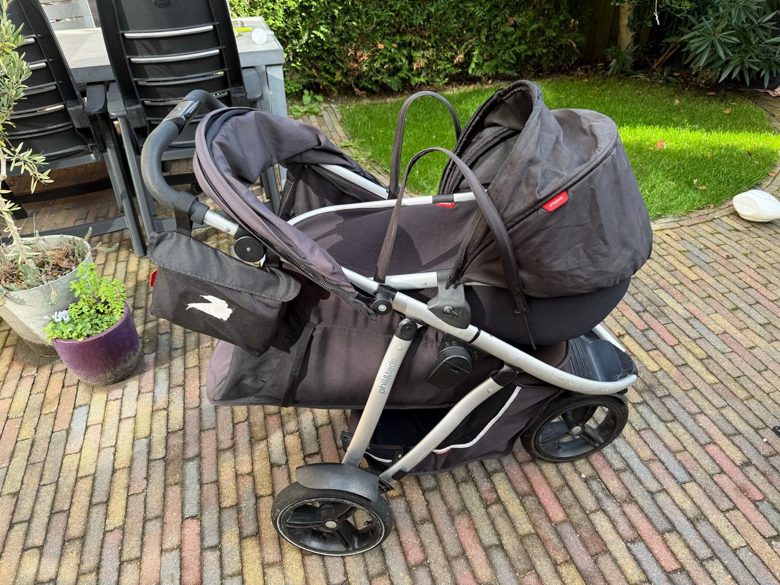 Phil & Teds Combiwagen met Reiswieg en Regenhoes, Gebruikt, Combiwagen, Met reiswieg, Ophalen