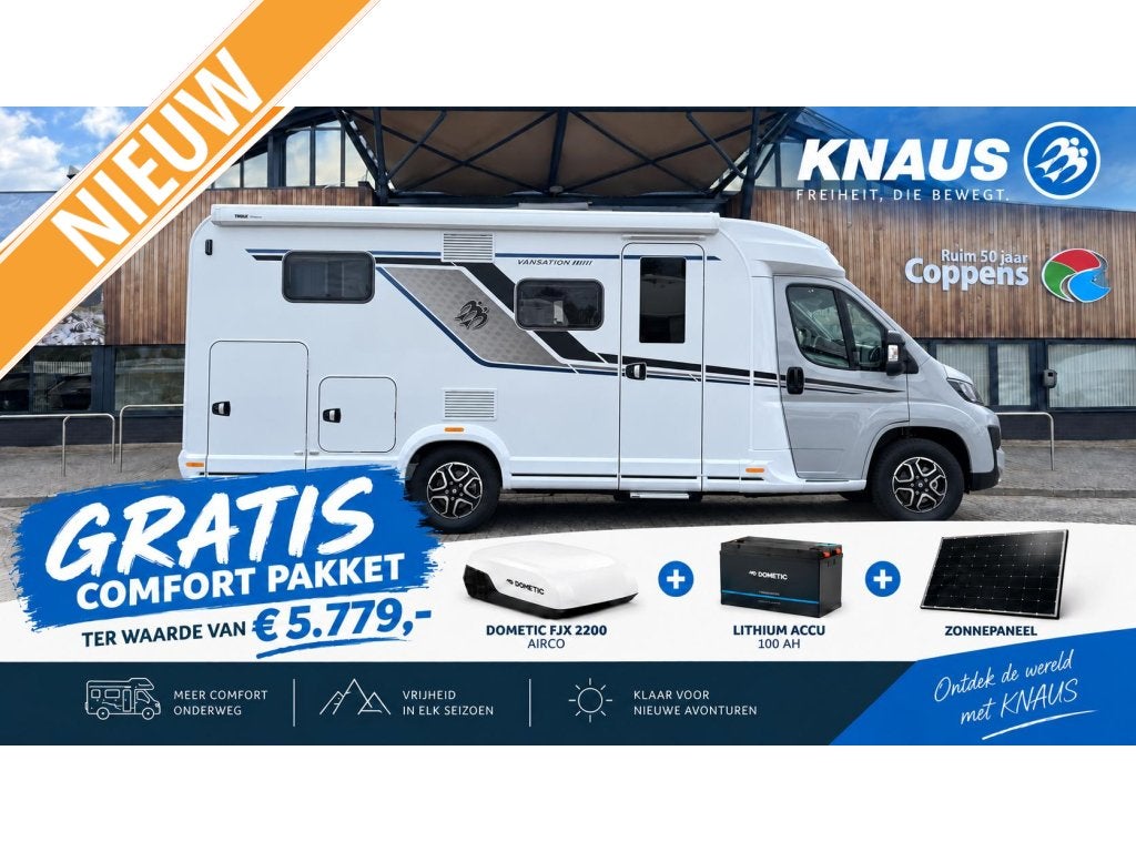 Knaus Vansation 650 MEG MODEL 2027 AUTOMAAT enkele bedden, Automaat, Standaard zit, Hagelvast dak, Fiat