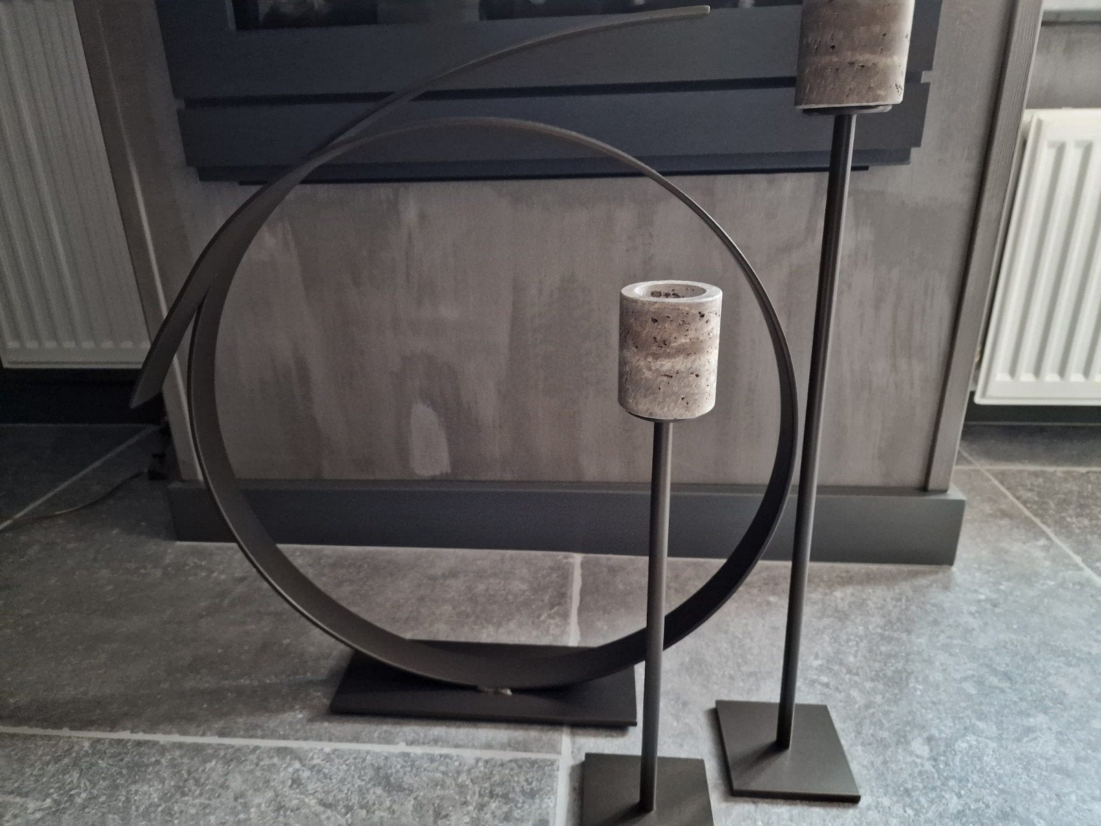 Staalenz ornament en kandelaren, Ophalen, Zo goed als nieuw