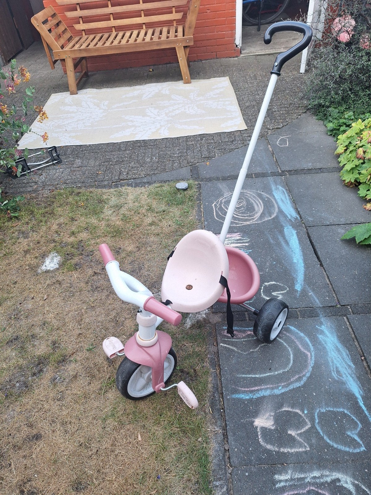 Smoby Roze Driewieler met Duwstang - Goede Staat, Fietsen en Brommers, Fietsen | Driewielers, Ophalen, Gebruikt, Smoby, Duwstang