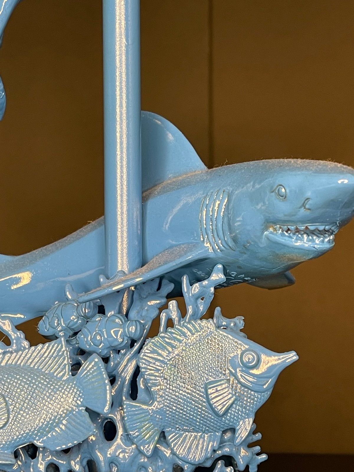 Unieke blauwe tafellamp met zeedieren decoratie, Huis en Inrichting, Ophalen of Verzenden, Gebruikt