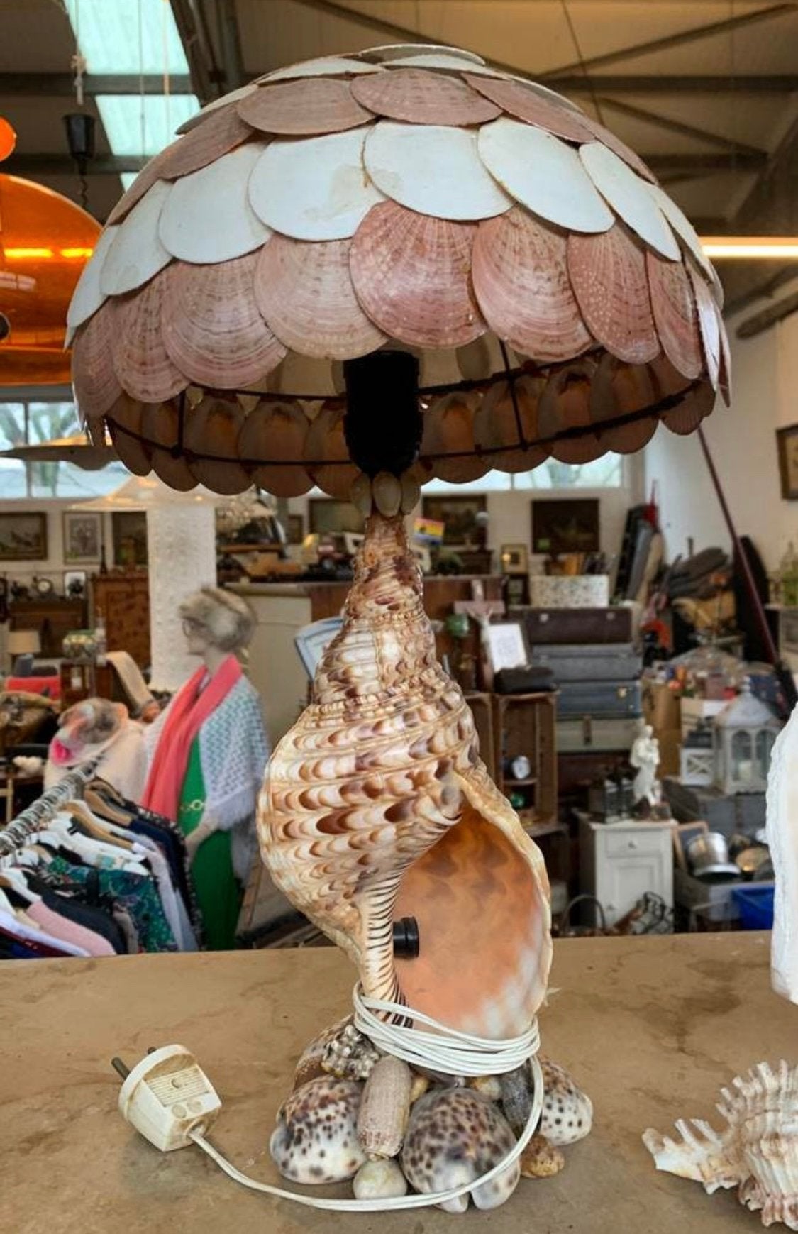 Lamp schitterende mooie Schelpen tafellamp uit jaren 60., Ophalen of Verzenden