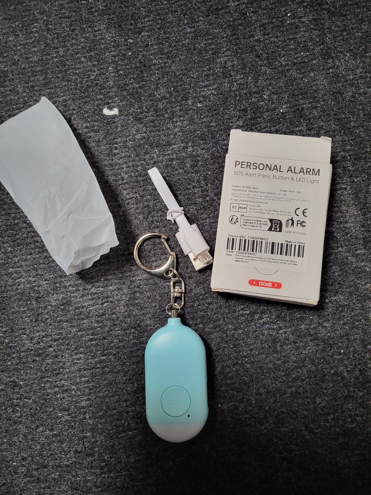 Nieuw Blauw persoonlijk alarm s.o.s. sleutelhanger, Doe-het-zelf en Verbouw, Ophalen of Verzenden, Nieuw, Detector, Sensor of Melder
