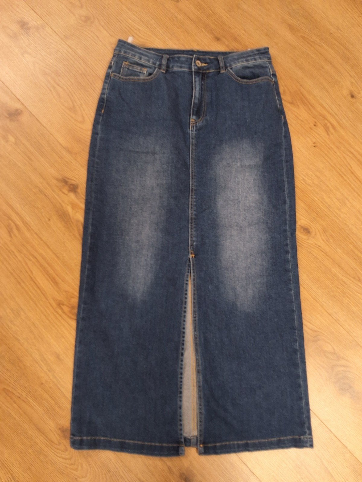 Lange spijkerrok maat 46, Blauw, Maat 46/48 (XL) of groter, Ophalen of Verzenden, Gedragen