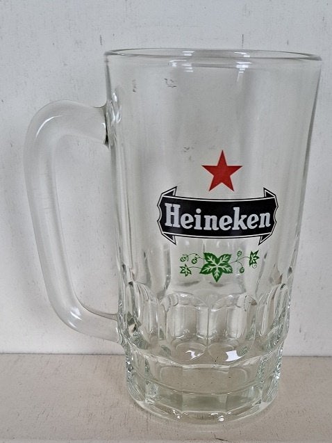 Heineken Bierglas Pul met logo 1 mosterdvlakken, Ophalen of Verzenden, Gebruikt, Glas of Glazen, Heineken