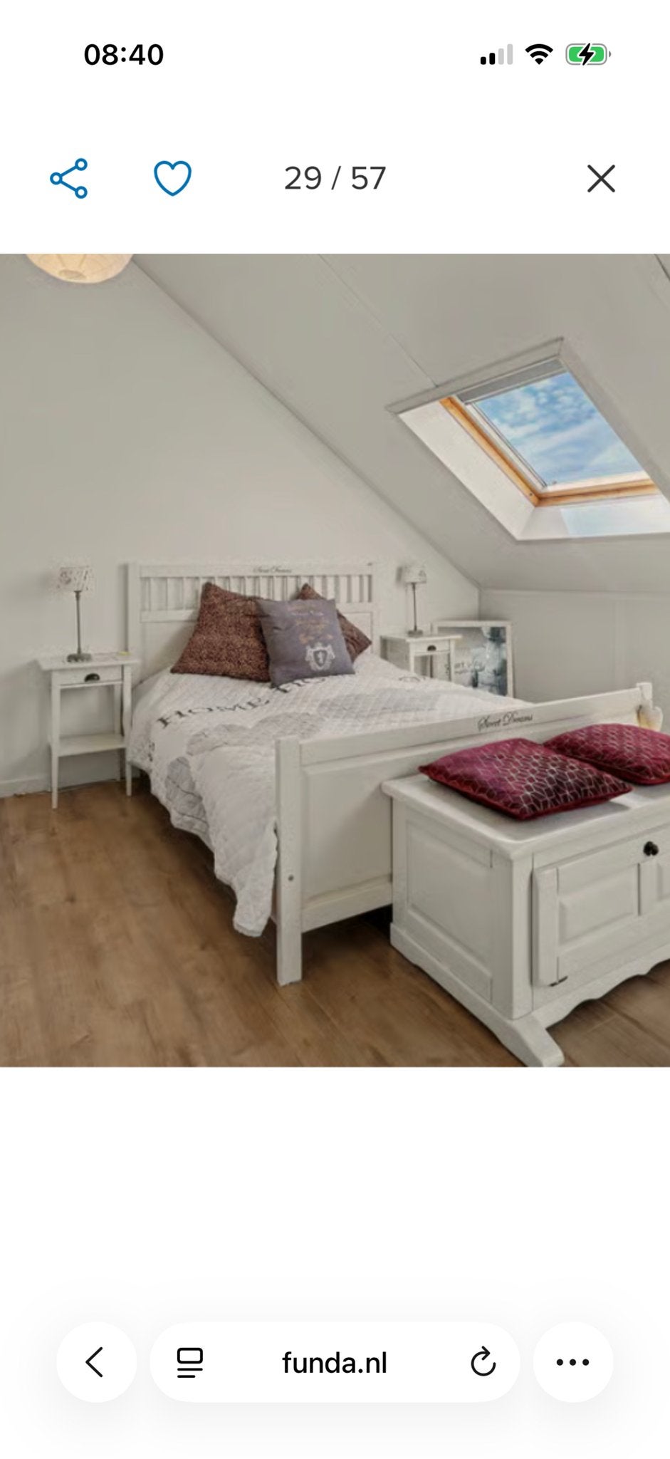 Hemnes tweepersoonsbed met nachtkastjes zonder kist, Overige materialen, Gebruikt, Wit, Tweepersoons