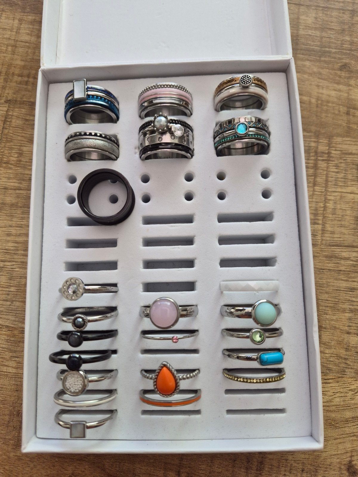 Ixxxi verwisselbare ringen set met diverse opzetstukken, Ophalen of Verzenden, Zo goed als nieuw, Dame, Zilver