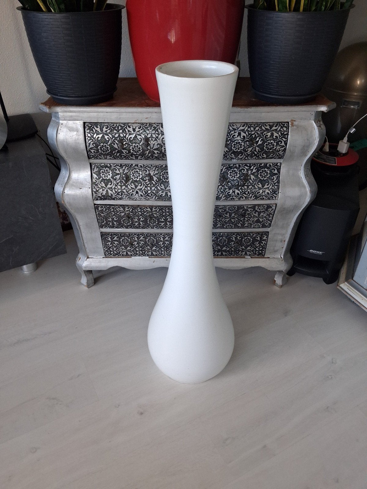 Hoge witte vaas - elegant en modern design 92cm hoog, Ophalen