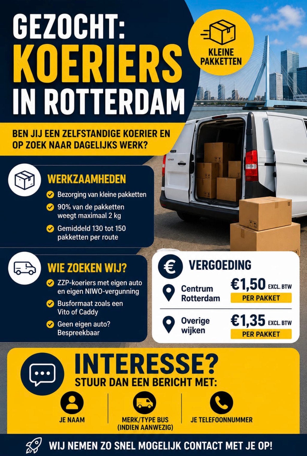 ZZP bezorgers gezocht Rotterdam!