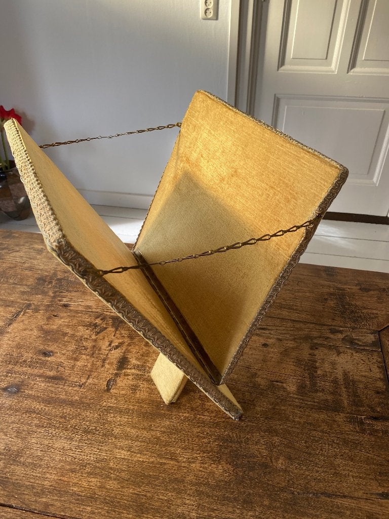 Brocante, romantische lectuurmand stof okergeel, verstelbaar, Ophalen of Verzenden