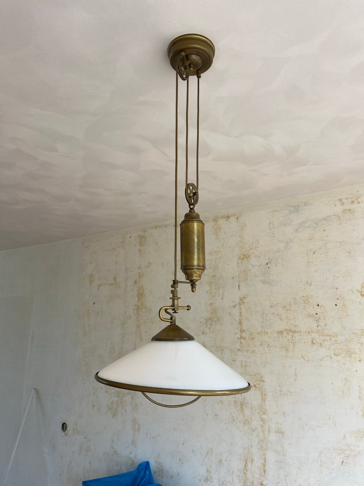 Vintage hanglamp met contragewicht en katrolsysteem, Antiek en Kunst, Ophalen