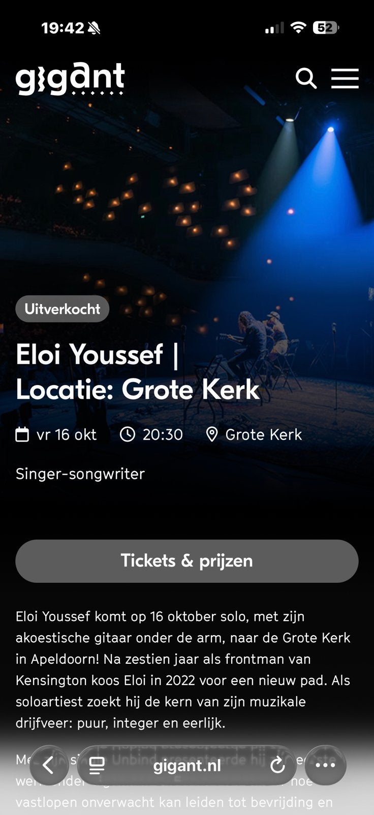 2 kaartjes voor eloi youssef 16 oktober apeldoorn, Tickets en Kaartjes, Twee personen