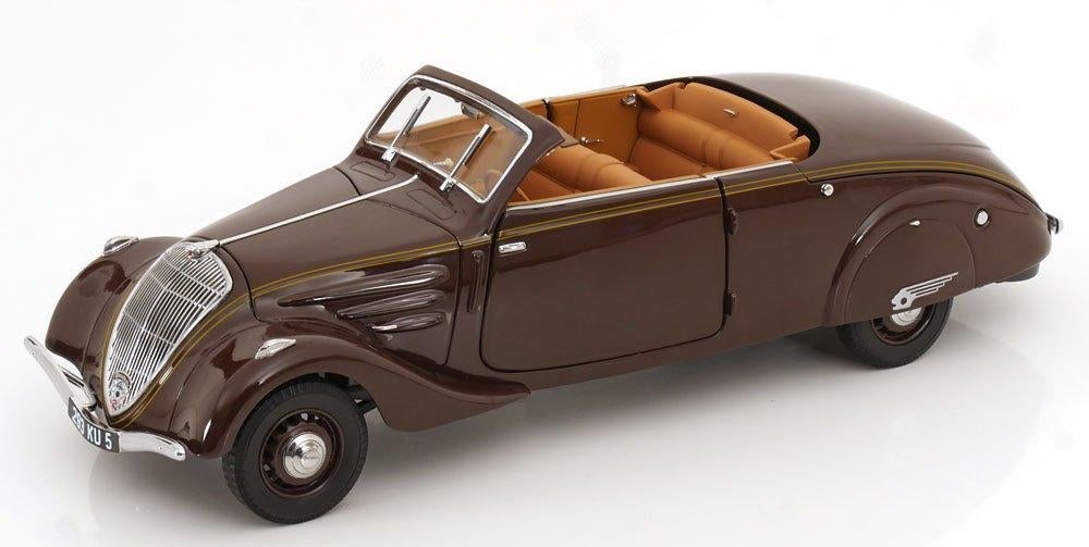 JSN Norev 1:18 Peugeot 402 Eclipse 1937 Chocolate, Hobby en Vrije tijd, Modelauto's | 1:18, -, Nieuw, Norev, Ophalen of Verzenden