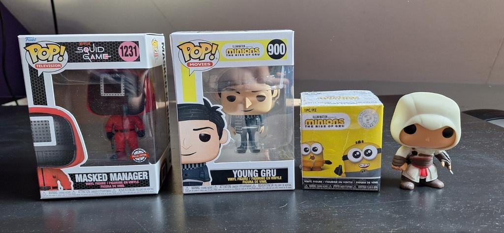 Funko Pop! Squid Game, Minions & Assassin's Creed Figuren, Ophalen of Verzenden, Zo goed als nieuw