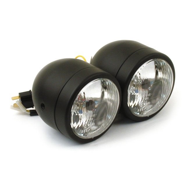 Dubbele motor koplamp 2x 4 inch H4 zwart met bedrading, Ophalen of Verzenden, Nieuw
