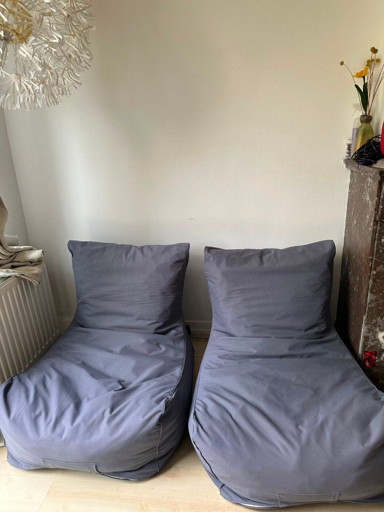 Grey Bean Bags x 2, Huis en Inrichting, Zitzakken, Ophalen, Nieuw, Grijs, Zitzakstoel