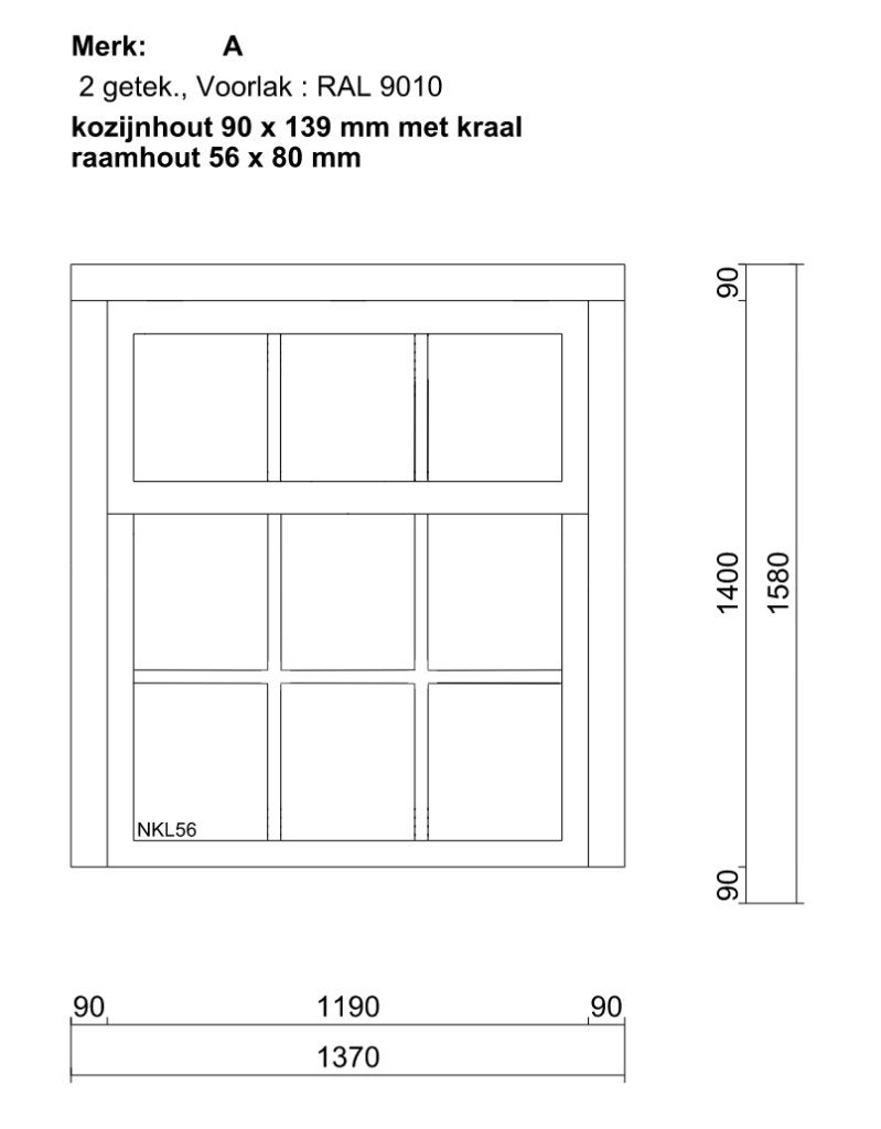 Houten kozijnen totaal 3 stuks, inclusief glas, Doe-het-zelf en Verbouw, Raamkozijn, Nieuw, Inclusief glas, 75 tot 150 cm