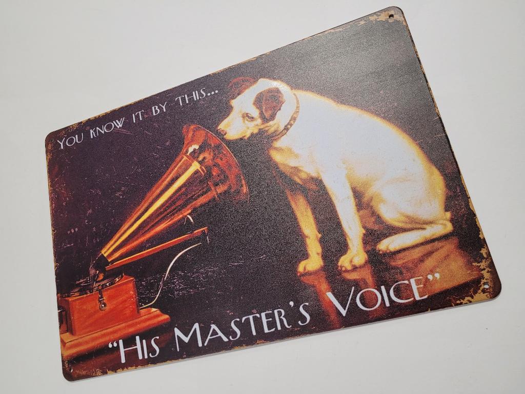 His masters voice Hondje reclamebord van metaal wandbord, Info@deconoord.nl, Nieuw, Ophalen of Verzenden, Deco noord