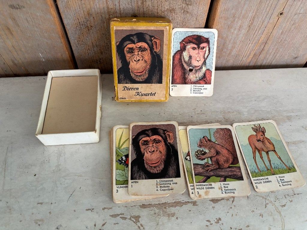 Vintage Dieren Kwartet – oud kwartetspel ca. jaren 50, Ophalen of Verzenden, Gebruikt, Kwartet(ten)