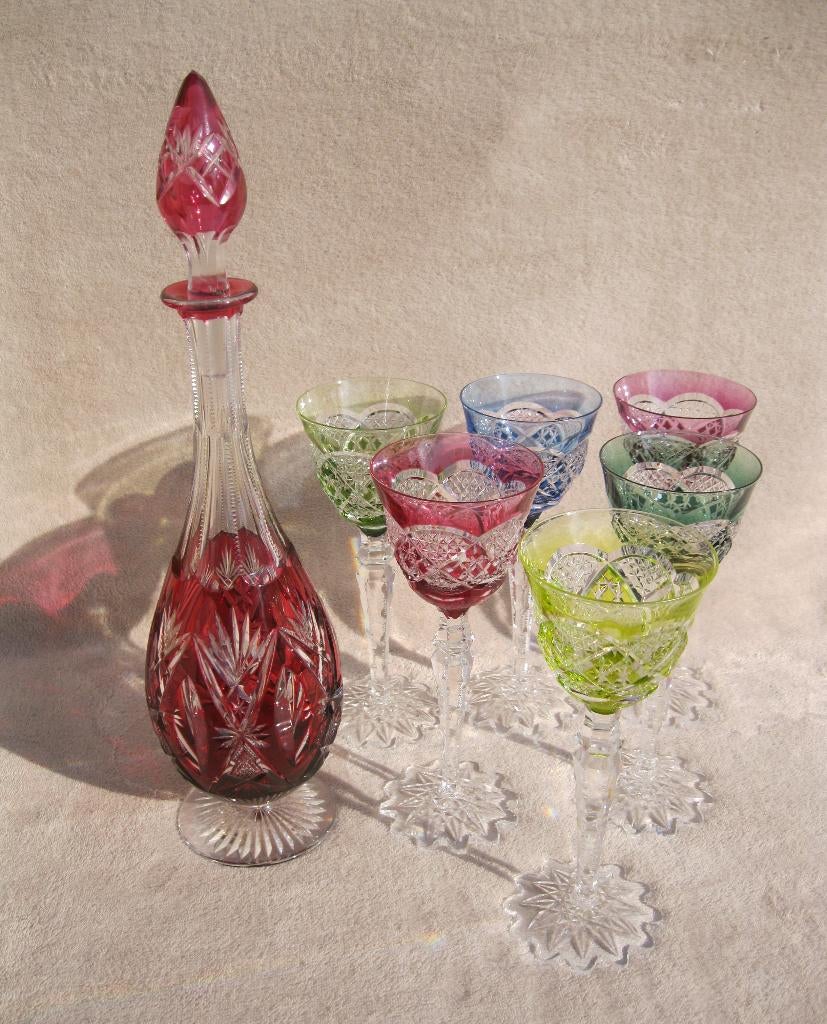 Zes 22cm hoge Verrept glazen Val Saint Lambert., Antiek en Kunst, Antiek | Glas en Kristal, Ophalen